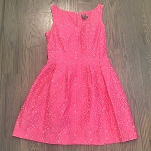 Taylor Vibrant Pink Size 8 Mini  Sleeveless Floral V Neck Dress